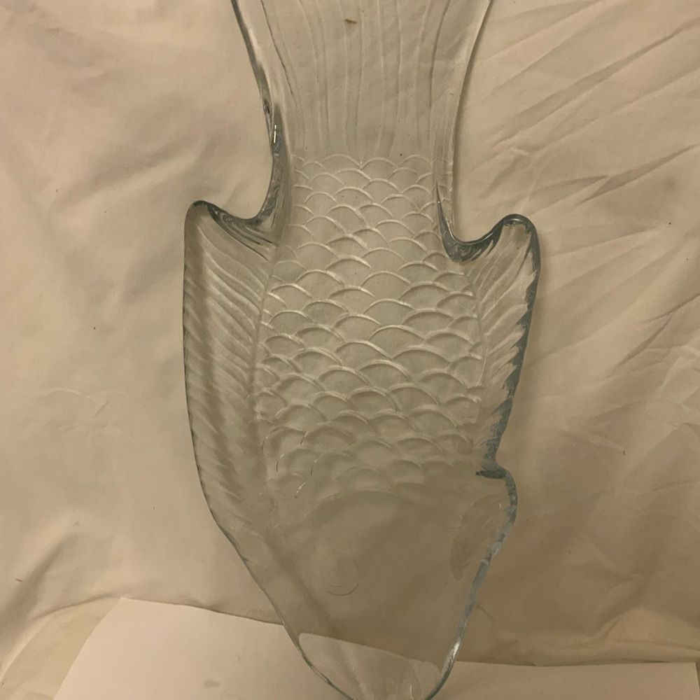 Fish Serving Platter Clear Glass 21”x 9 " Large